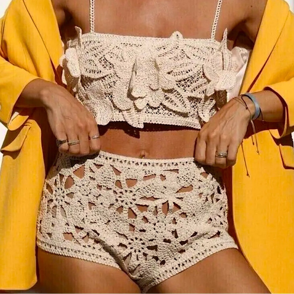 ZARA Knit Crochet Shorts – Size S – Brand New – $150 Retail